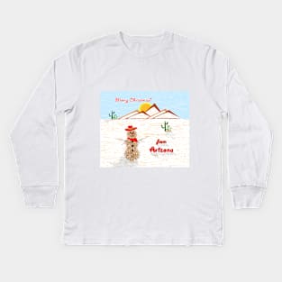 Arizona Tumbleweed Snowman Kids Long Sleeve T-Shirt